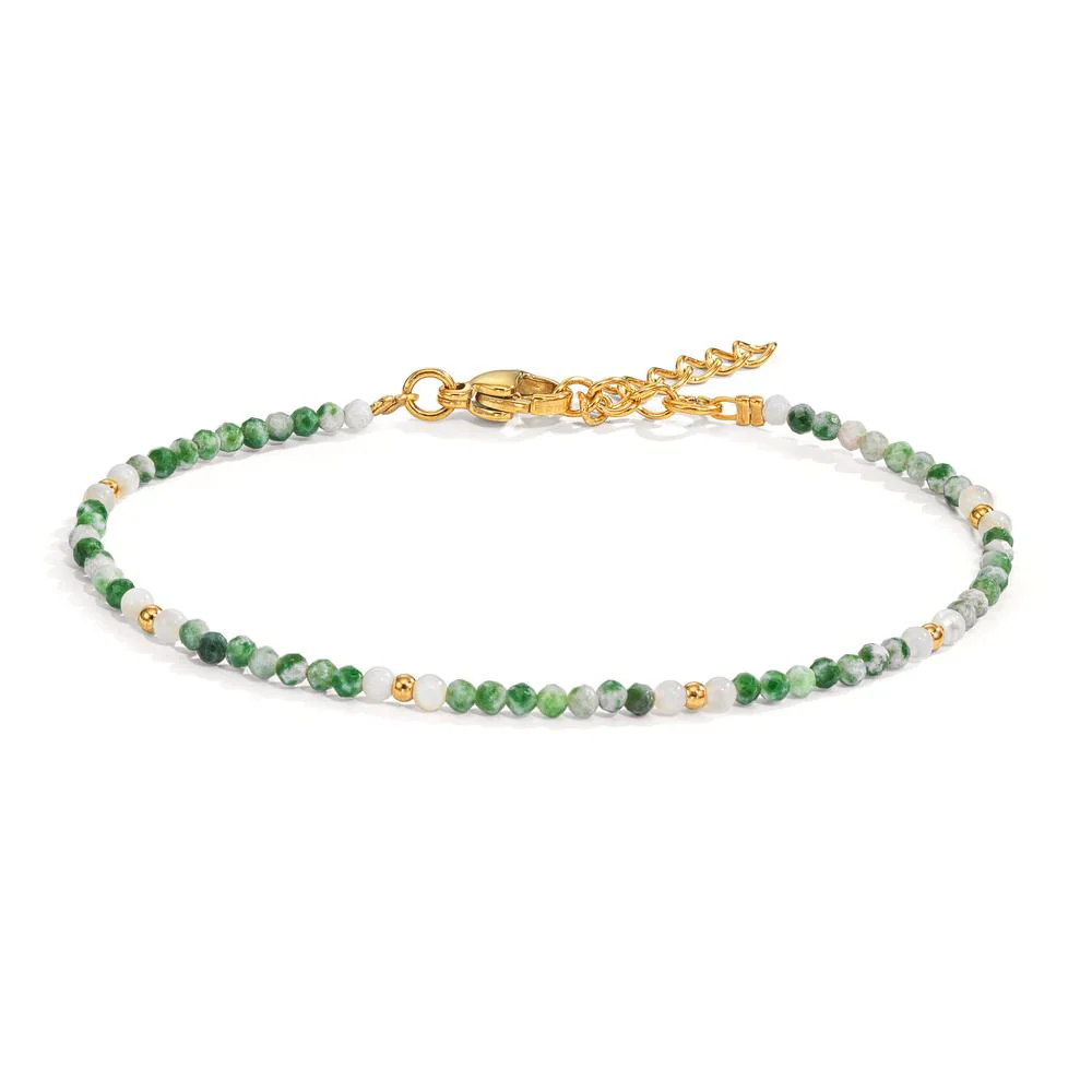 Bracciale Acciaio inossidabile [Epidot] verde, 2 mm giallo rivestimento IP Perla di conchiglia, 2 mm