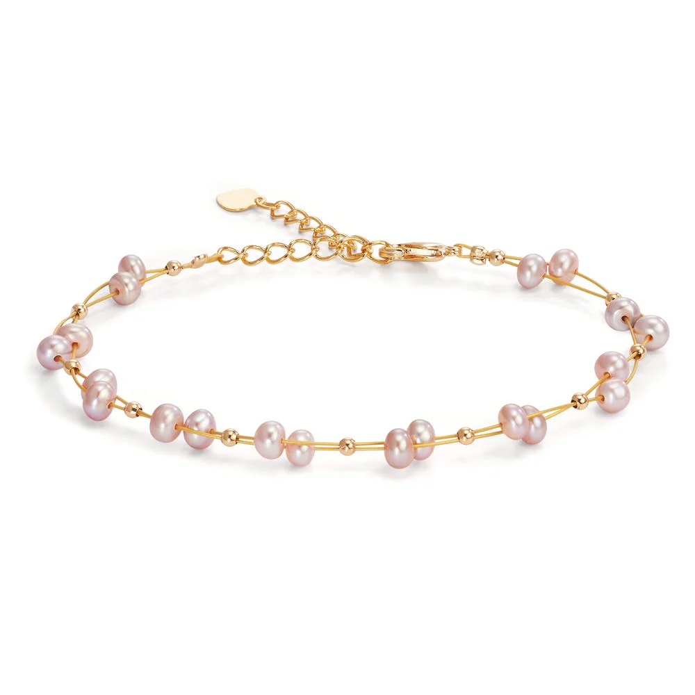 Bracciale Acciaio inossidabile giallo rivestimento IP Perla coltivata d'acqua dolce viola 3.5-4.5 mm