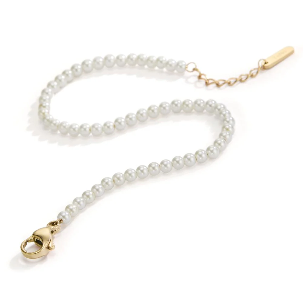 Bracciale Acciaio inossidabile giallo rivestimento IP Perla di conchiglia bianco, 54 Perla, 3 mm Ø3 mm - Image 2