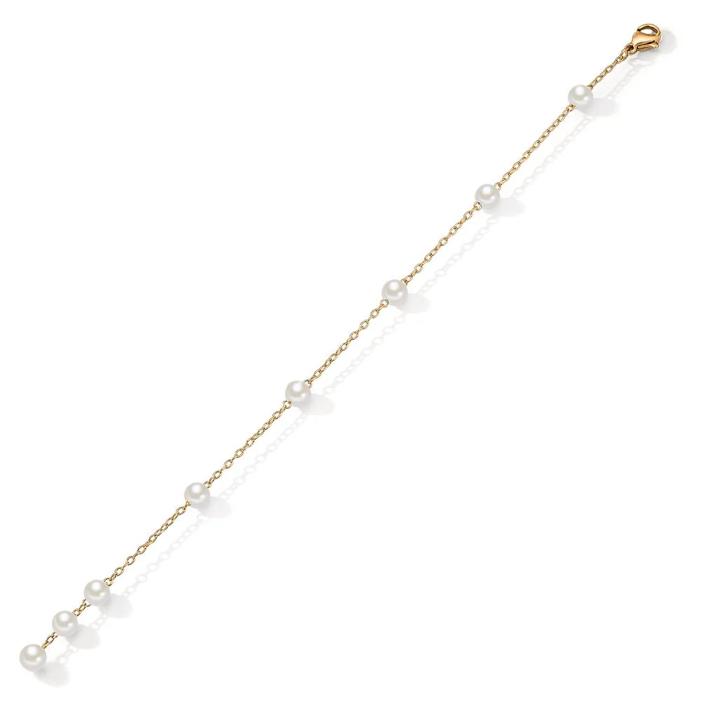 Bracciale Acciaio inossidabile giallo rivestimento IP Perla di conchiglia bianco, 8 Perla, 5 mm - Image 2