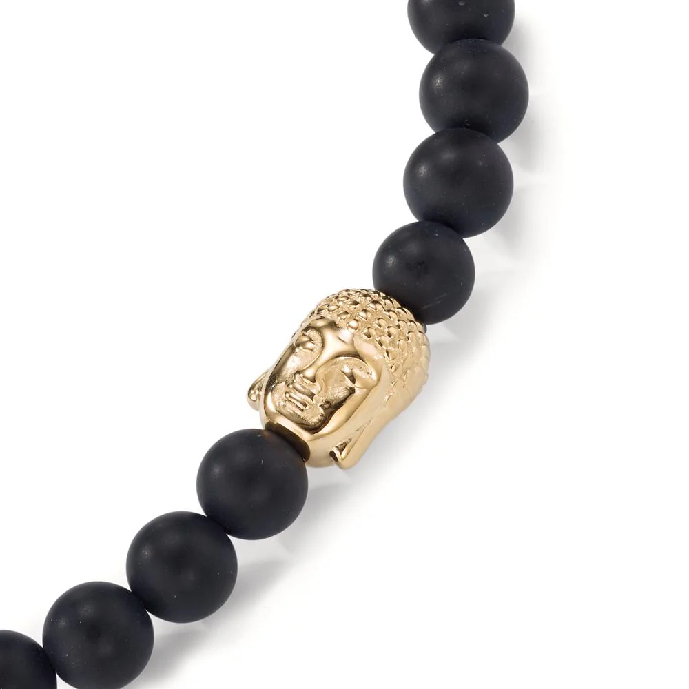 Bracciale Acciaio inossidabile Onice giallo rivestimento IP Budda Ø6 mm - Image 2