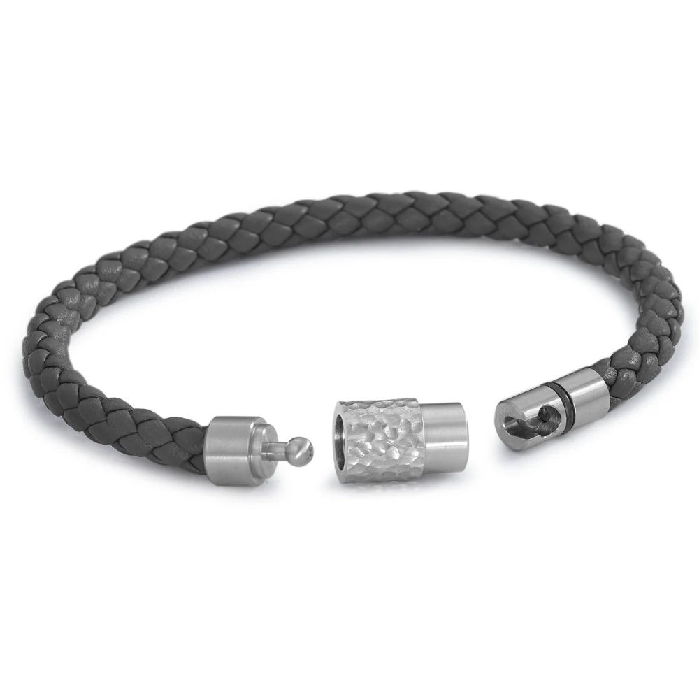 Bracciale Acciaio inossidabile, Pelle 18 cm Ø6.5 mm - Image 2