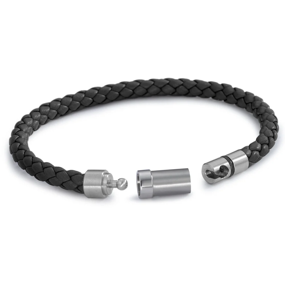 Bracciale Acciaio inossidabile, Pelle 18 cm Ø6.5 mm - Image 2