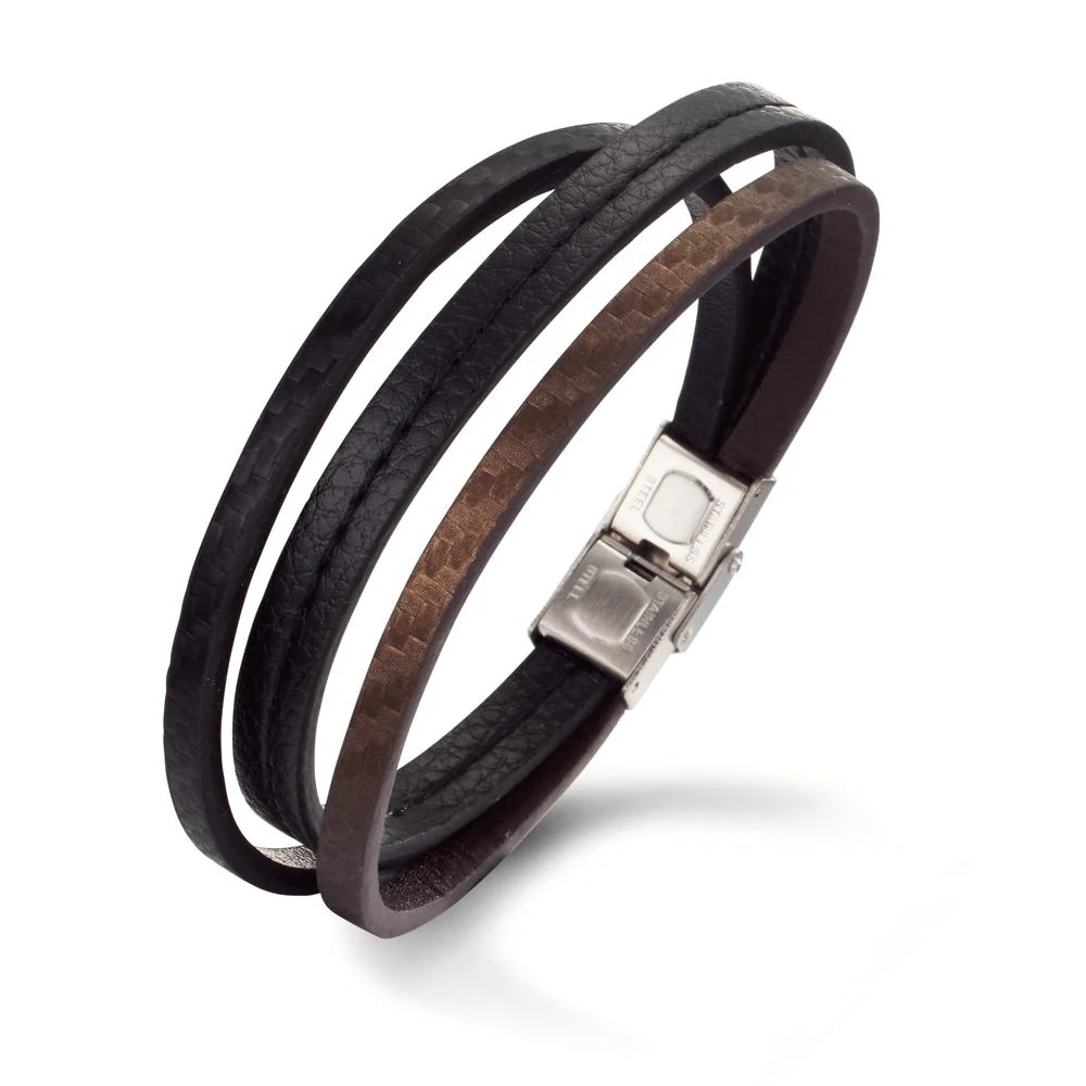 Bracciale Acciaio inossidabile, Pelle 22 cm - Image 2