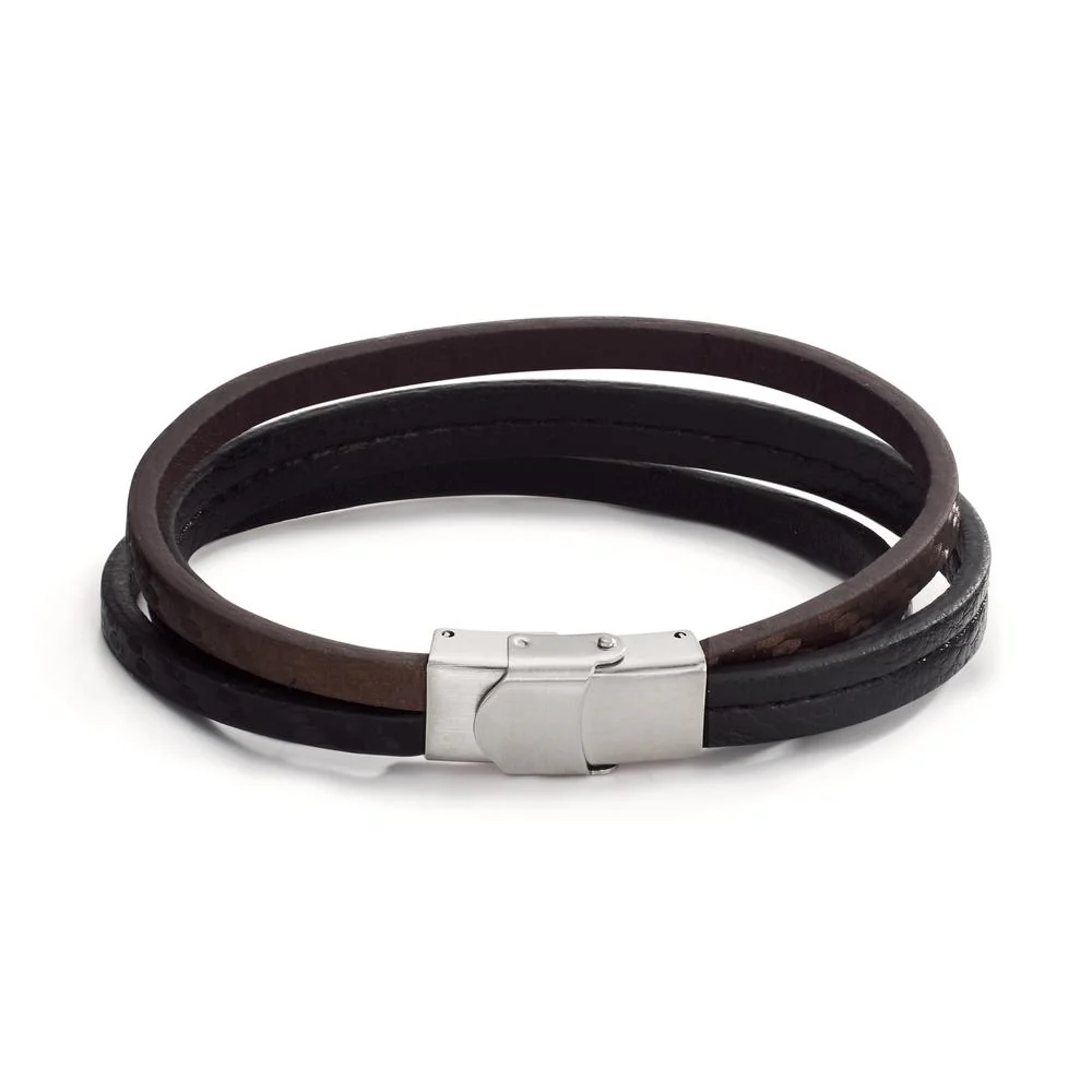 Bracciale Acciaio inossidabile, Pelle 22 cm - Image 4