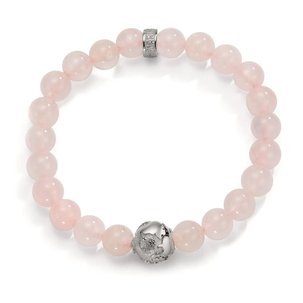 Bracciale Acciaio inossidabile Quarzo rosa Globo