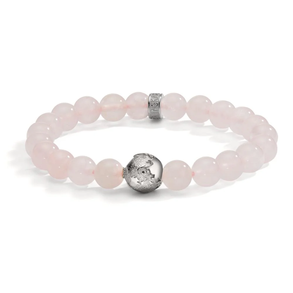 Bracciale Acciaio inossidabile Quarzo rosa Globo - Image 2
