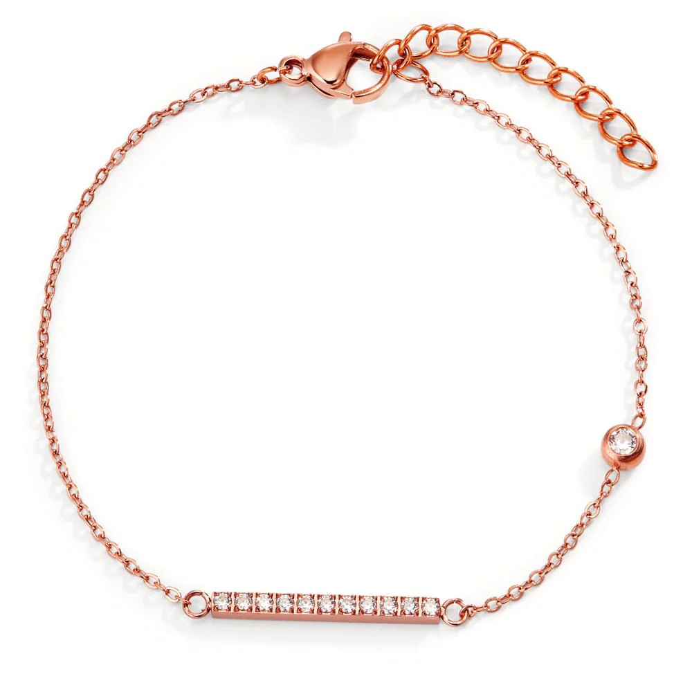 Bracciale Acciaio inossidabile Zirconia 12 pietra rosa rivestimento IP