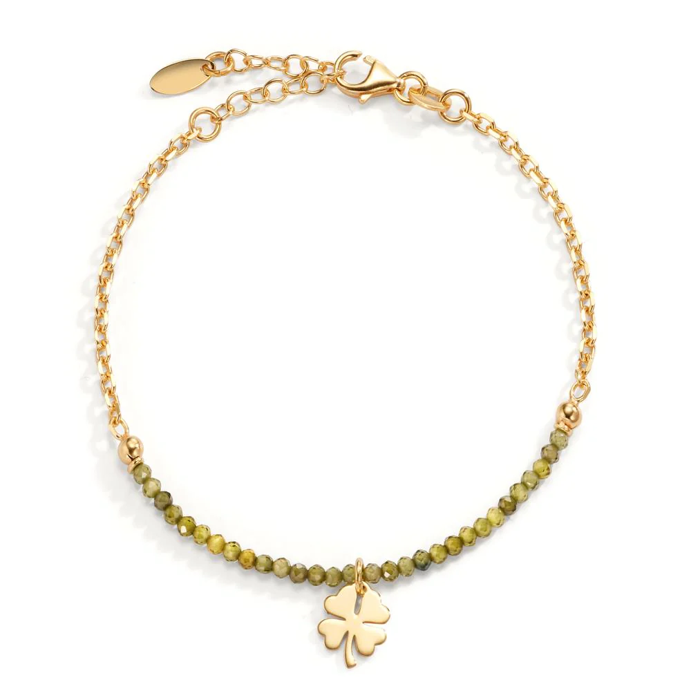 Bracciale Argento Cristallo verde giallo dorato Trifoglio