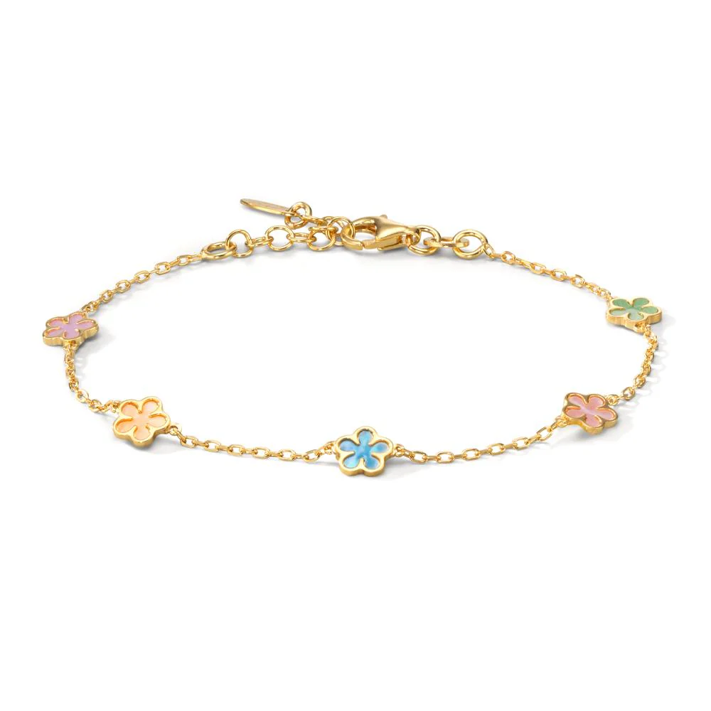 Bracciale Argento giallo dorato Madreperla Fiore 16.5-19 cm