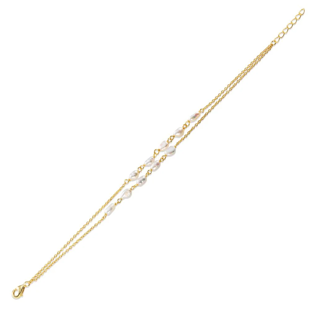 Bracciale Argento giallo dorato Perla coltivata d'acqua dolce, 10 Perla, 3 mm - Image 2