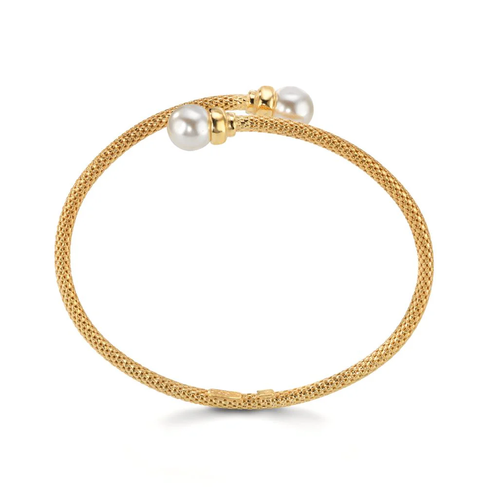 Bracciale Argento giallo dorato [shining Pearls], 2 Perla, 8 mm Ø50 mm - Image 3