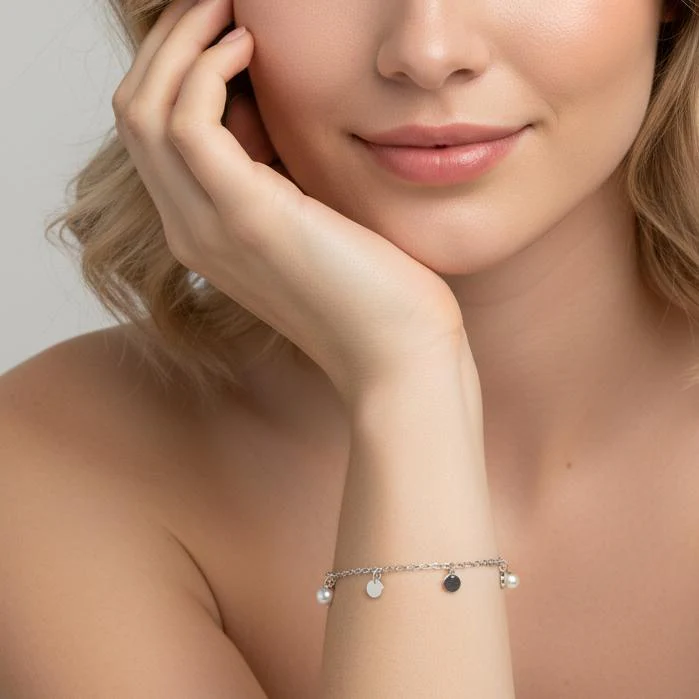 Bracciale Argento rodiato Perla coltivata d'acqua dolce, 4 Perla, 3 mm - Image 3