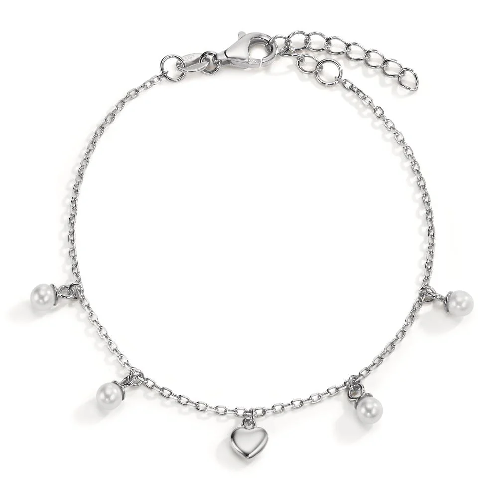 Bracciale Argento rodiato [shining Pearls], 4 Perla, 3.5 mm Cuore
