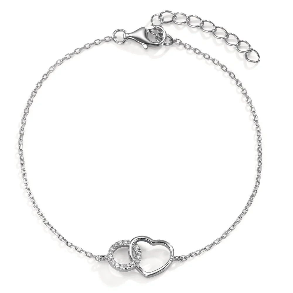 Bracciale Argento Zirconia 14 pietra rodiato Cuore