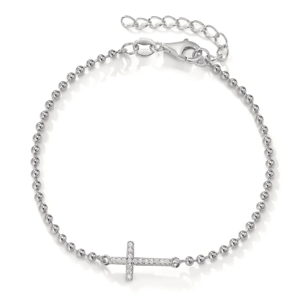 Bracciale Argento Zirconia 17 pietra rodiato Croce