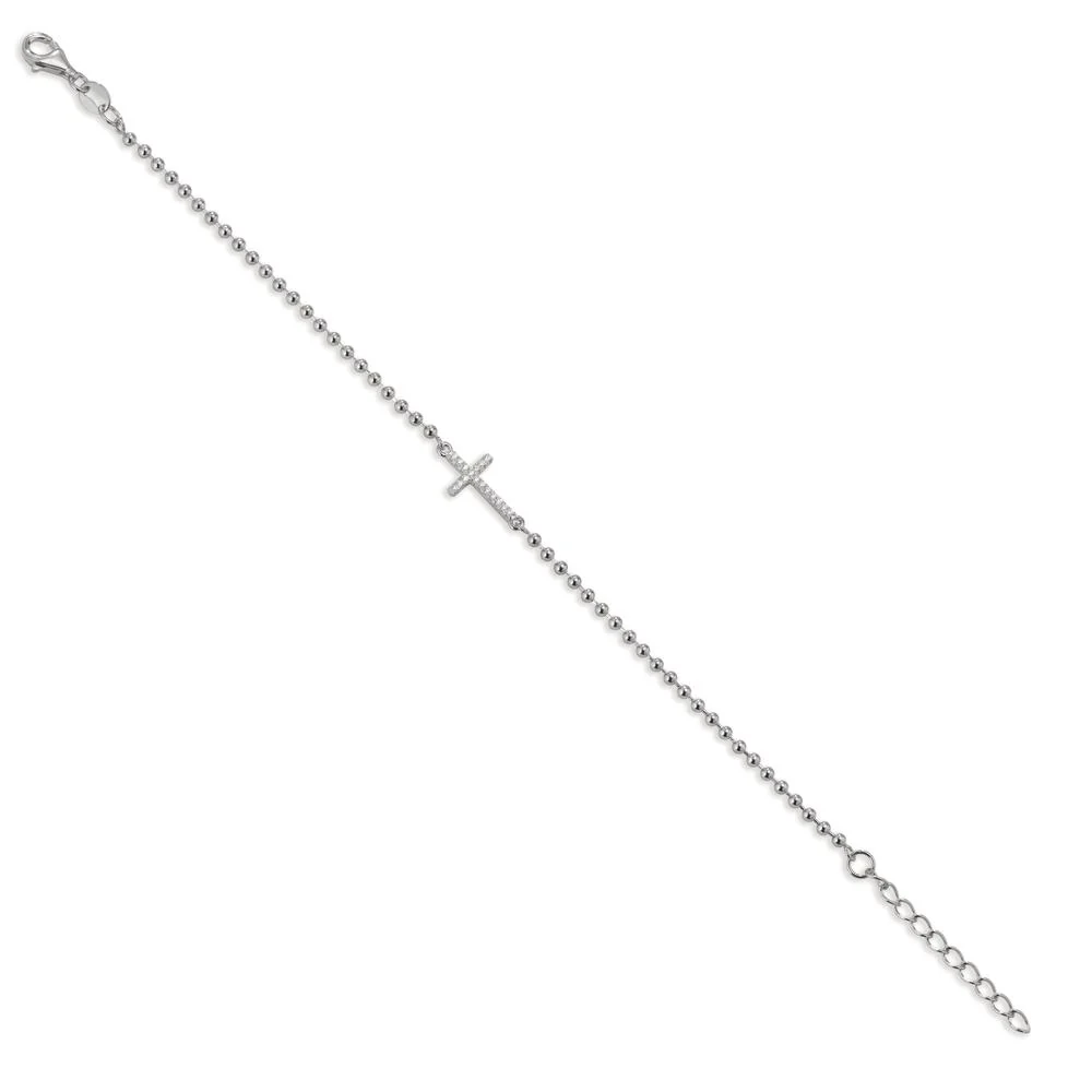Bracciale Argento Zirconia 17 pietra rodiato Croce - Image 2