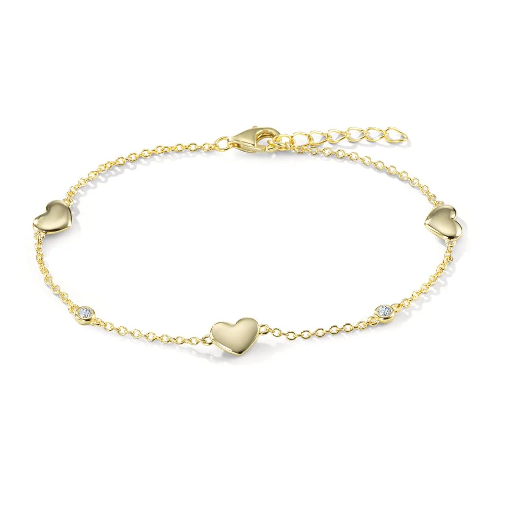 Bracciale Argento Zirconia 2 pietra giallo dorato Cuore
