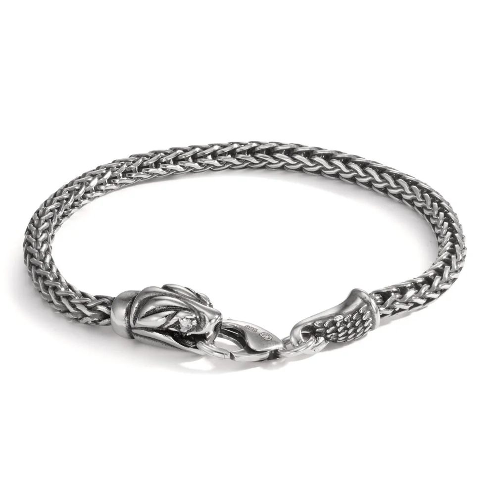 Bracciale Argento Zirconia 2 pietra patinato Linea