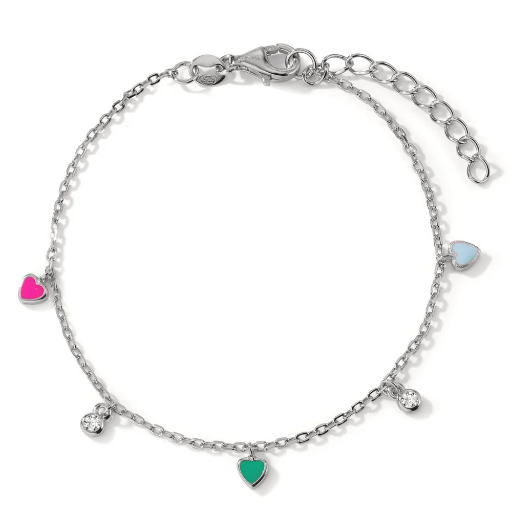Bracciale Argento Zirconia 2 pietra rodiato Cuore