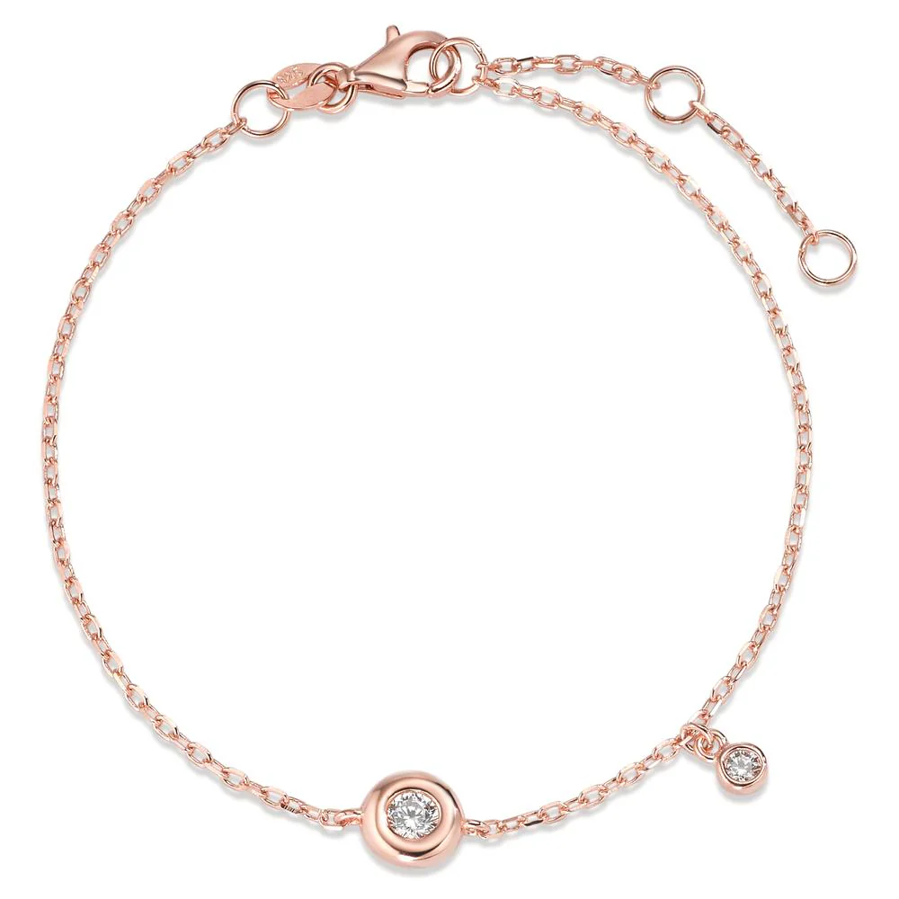 Bracciale Argento Zirconia 2 pietra rosa dorato