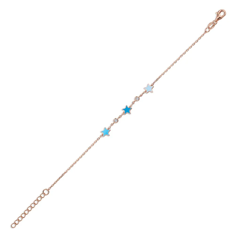 Bracciale Argento Zirconia 2 pietra rosa dorato Stella 16-19 cm - Image 2