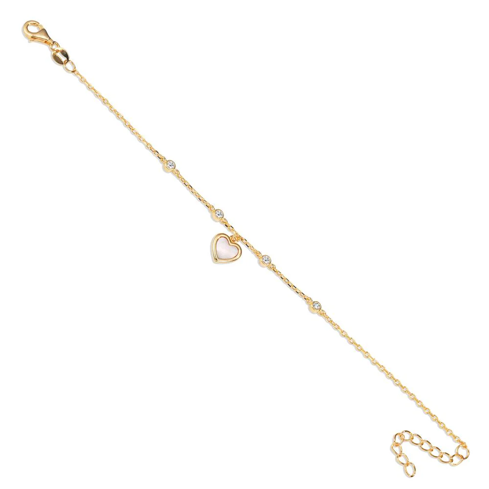 Bracciale Argento Zirconia 4 pietra giallo dorato Madreperla bianco Cuore - Image 2
