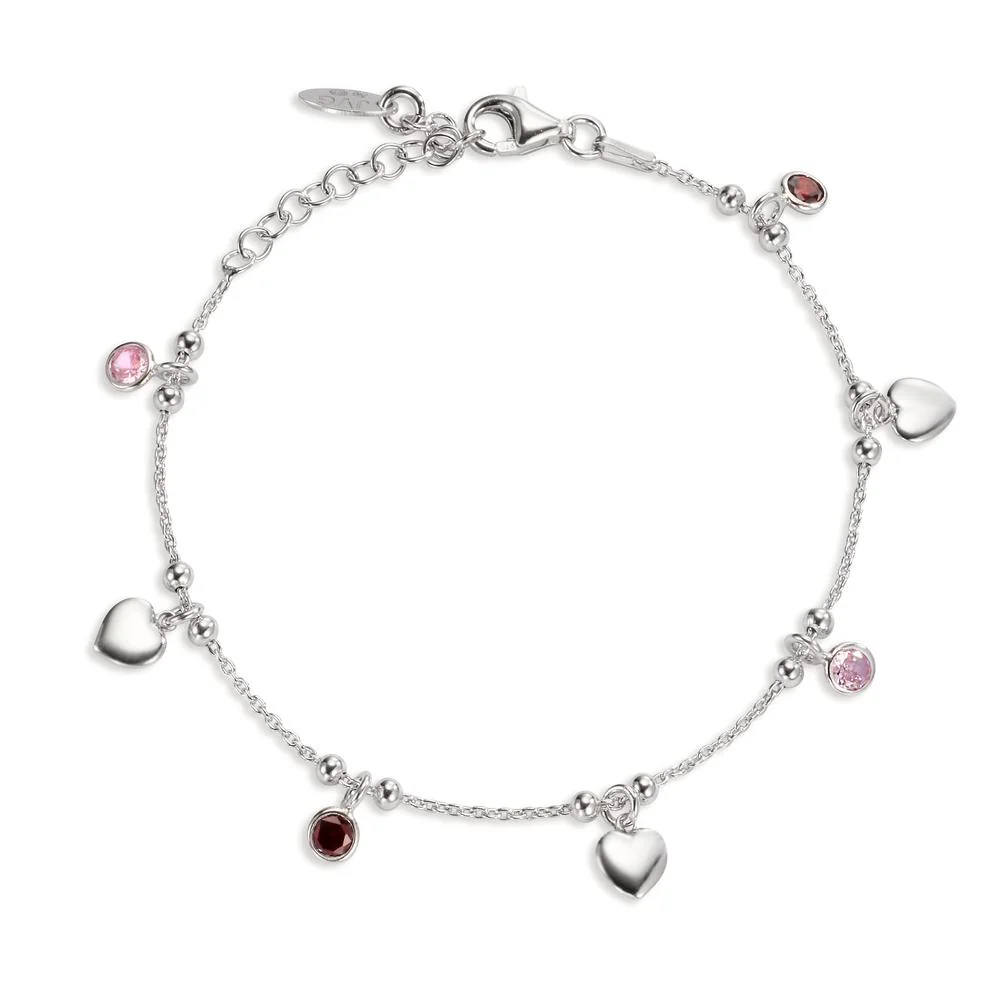 Bracciale Argento Zirconia 4 pietra rodiato Cuore