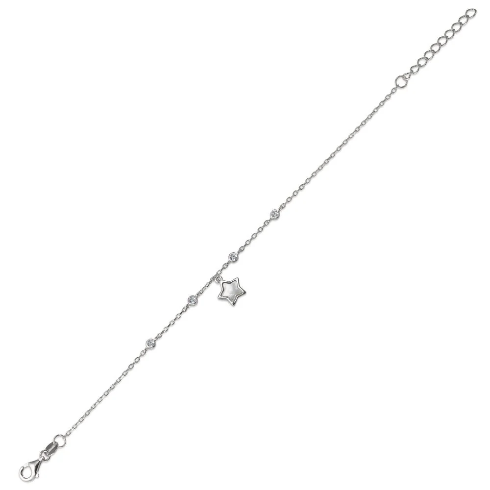 Bracciale Argento Zirconia 4 pietra rodiato Madreperla bianco Stella - Image 2