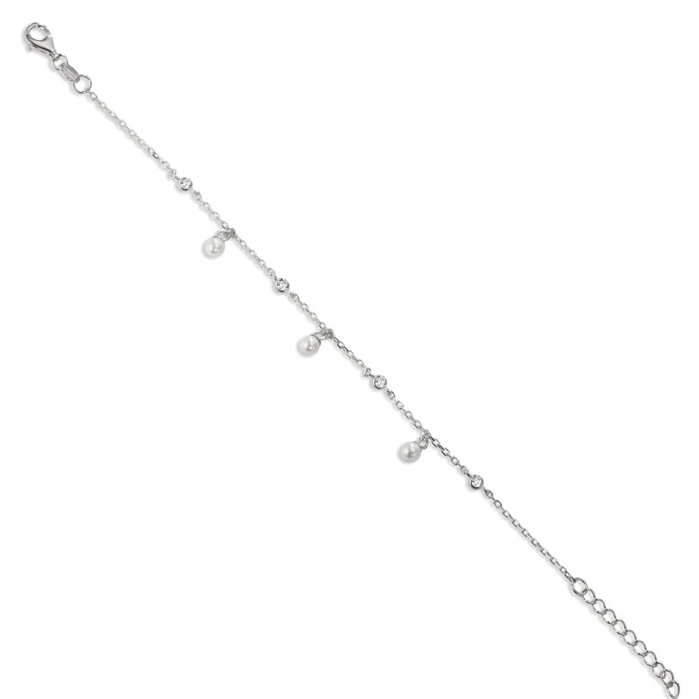 Bracciale Argento Zirconia 4 pietra rodiato [shining Pearls], 3 Perla, 4 mm 16-19 cm - Image 2