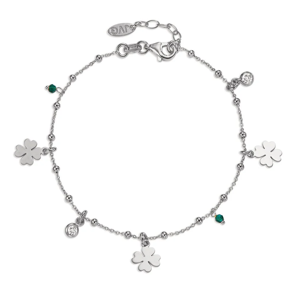 Bracciale Argento Zirconia 4 pietra rodiato Trifoglio