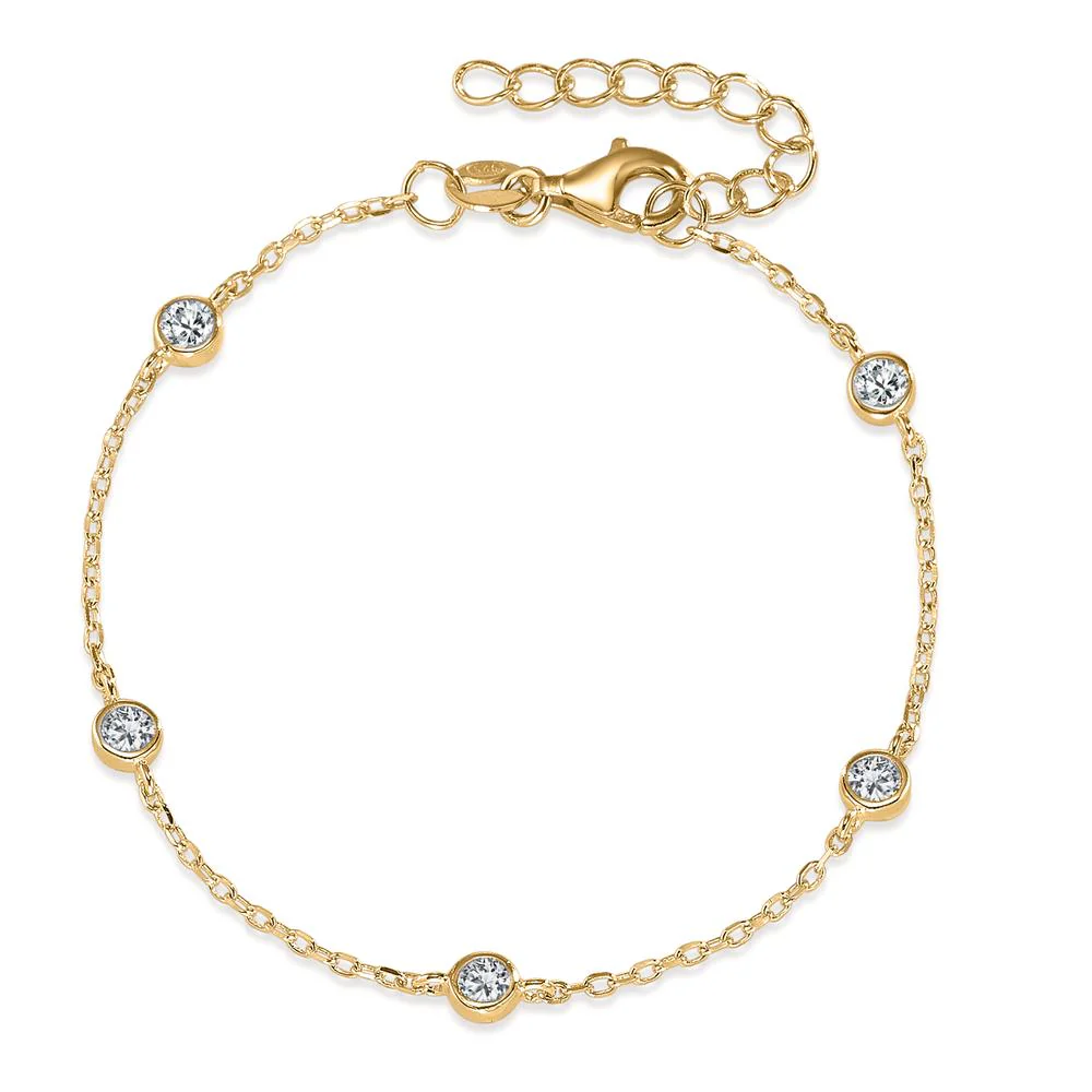 Bracciale Argento Zirconia 5 pietra giallo dorato Ø5 mm