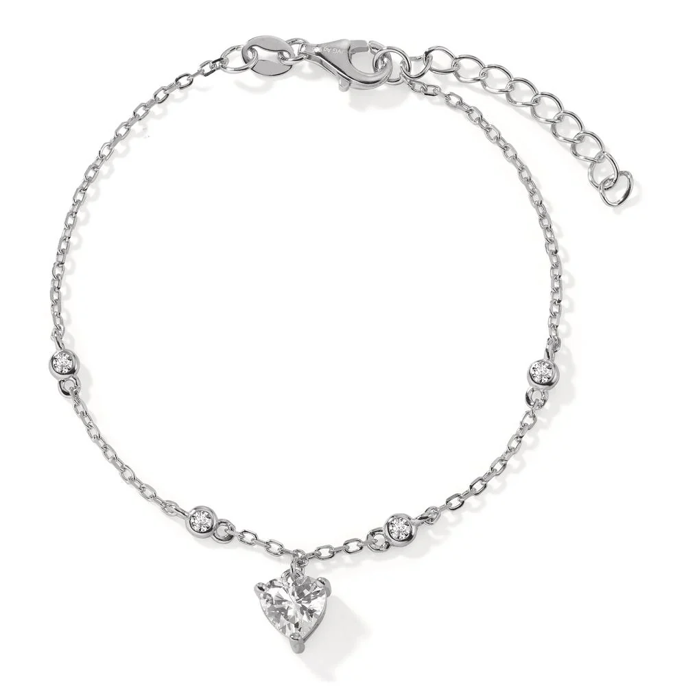 Bracciale Argento Zirconia 5 pietra rodiato Cuore