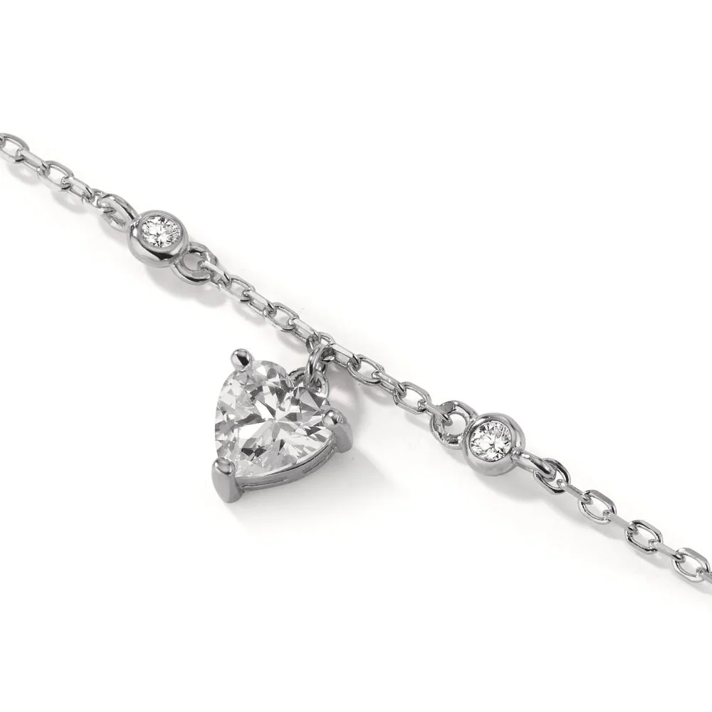 Bracciale Argento Zirconia 5 pietra rodiato Cuore - Image 2
