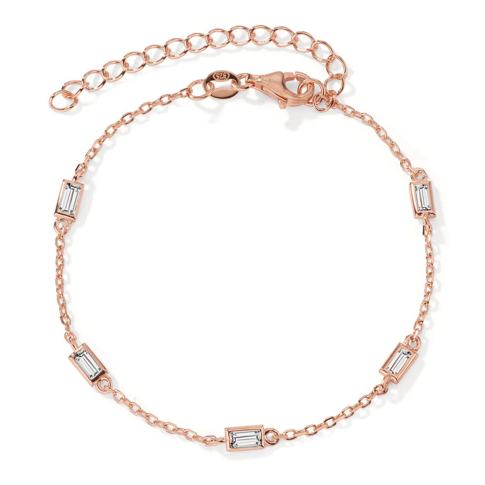 Bracciale Argento Zirconia 5 pietra rosa dorato