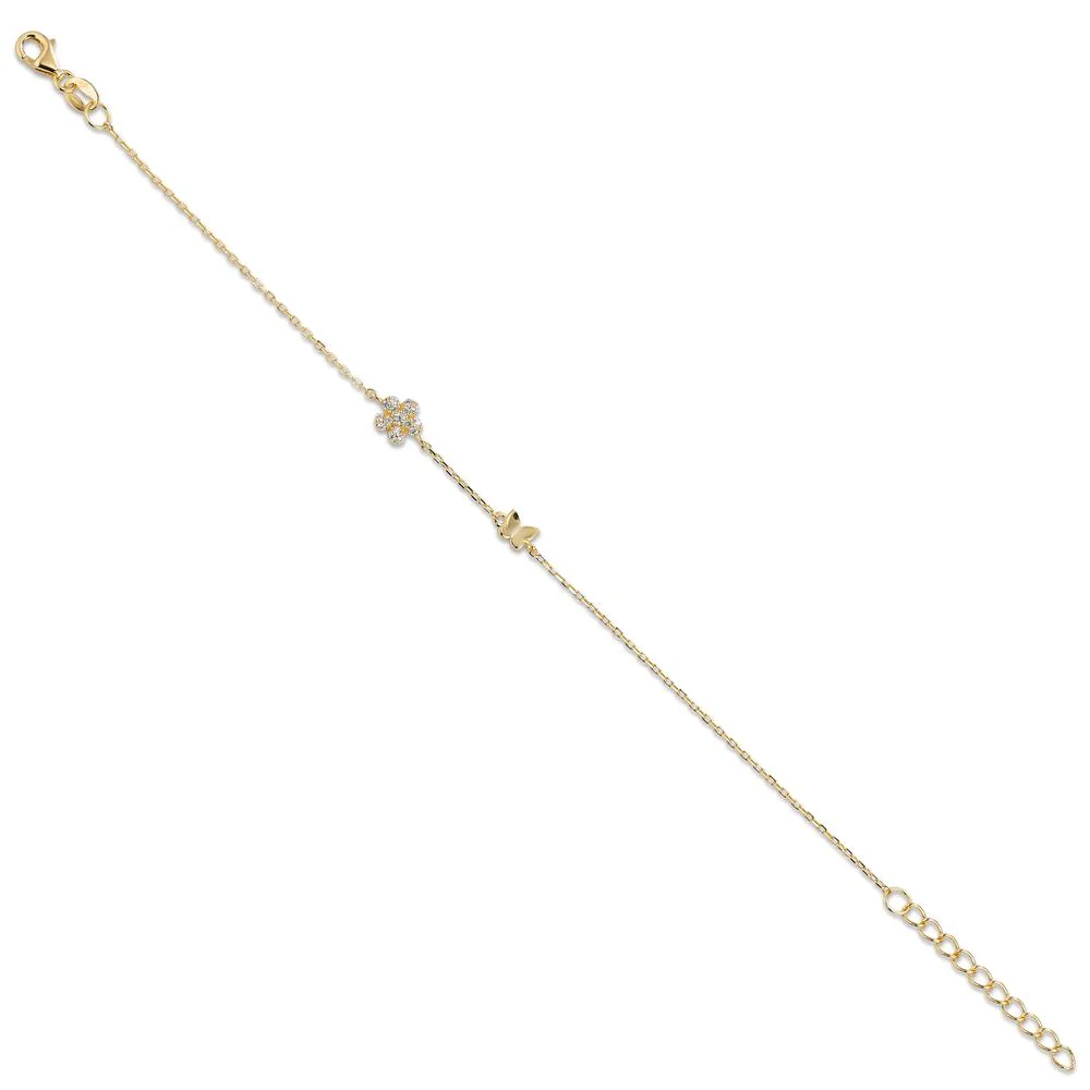 Bracciale Argento Zirconia 6 pietra giallo dorato Fiore - Image 2