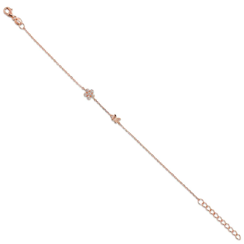 Bracciale Argento Zirconia 6 pietra rosa dorato Fiore - Image 2