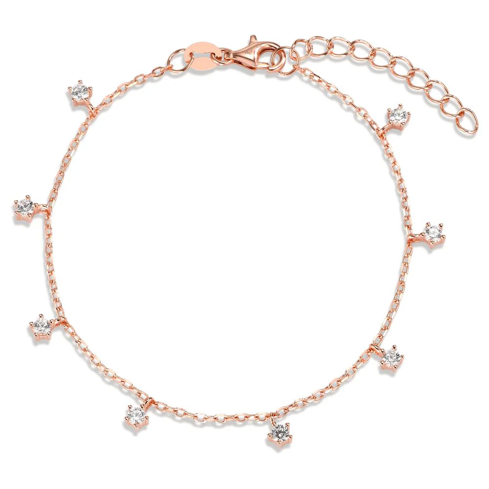 Bracciale Argento Zirconia 8 pietra rosa dorato