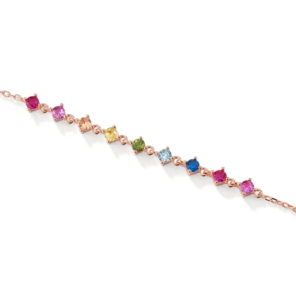 Bracciale Argento Zirconia 9 pietra rosa dorato - Image 2