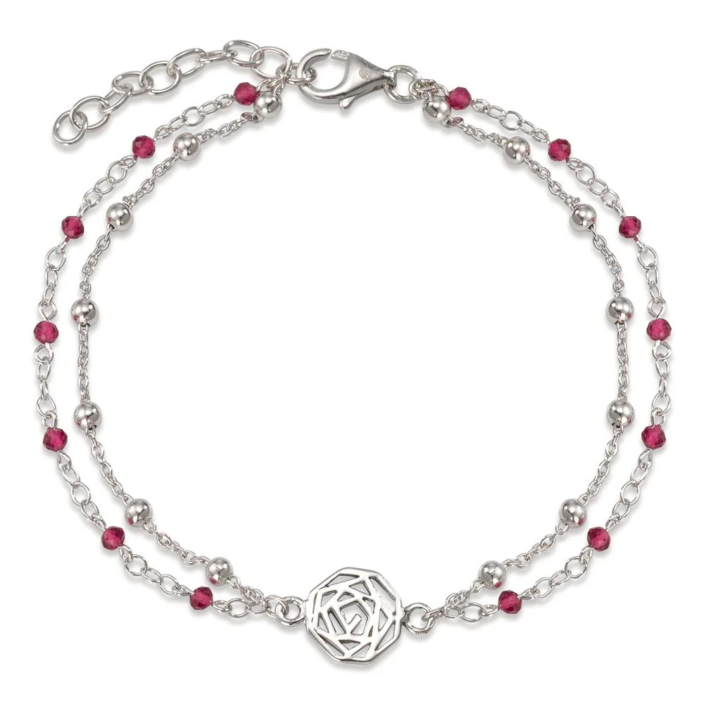 Bracciale Argento Zirconia bordeaux, 14 pietra rodiato Rosa