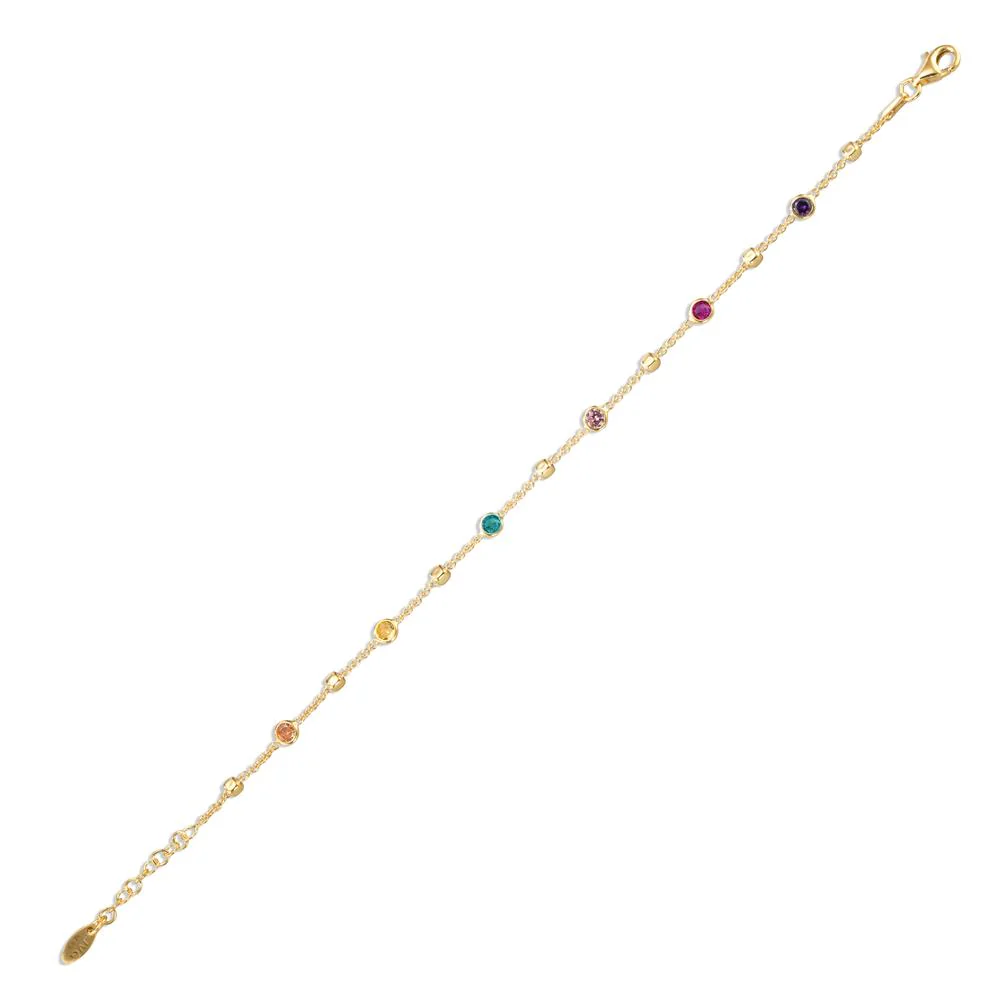 Bracciale Argento Zirconia colorato, 6 pietra giallo dorato - Image 2