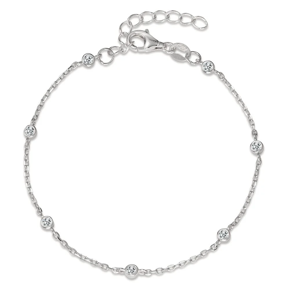 Bracciale Argento Zirconia rodiato 16-18.5 cm
