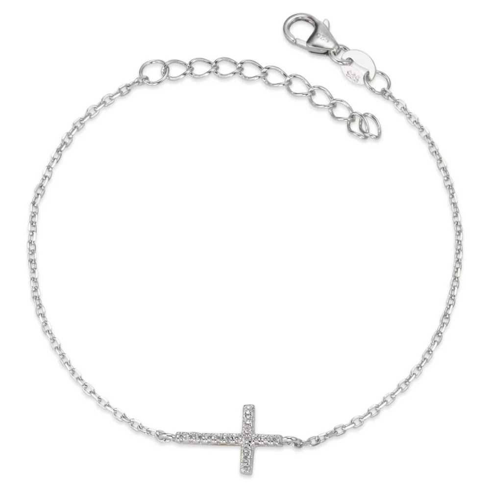 Bracciale Argento Zirconia rodiato Croce