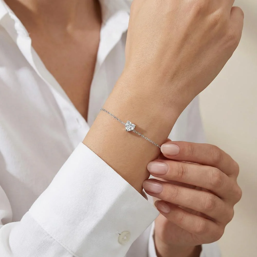 Bracciale Argento Zirconia rodiato Cuore 16-19 cm - Image 2