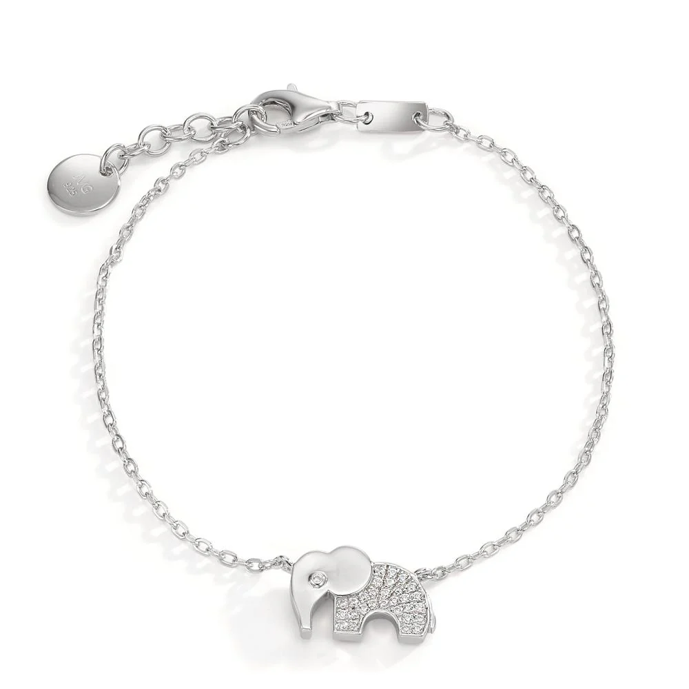 Bracciale Argento Zirconia rodiato Elefante