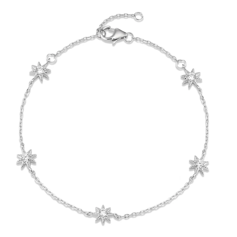 Bracciale Argento Zirconia rodiato Stella 16-19 cm