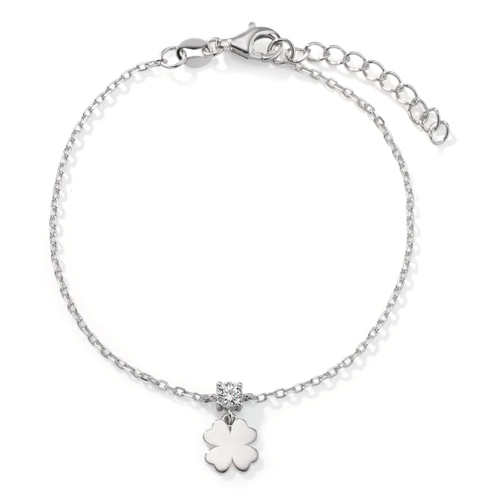 Bracciale Argento Zirconia rodiato Trifoglio