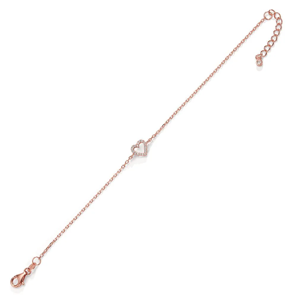 Bracciale Argento Zirconia rosa dorato Cuore 17-20 cm - Image 2