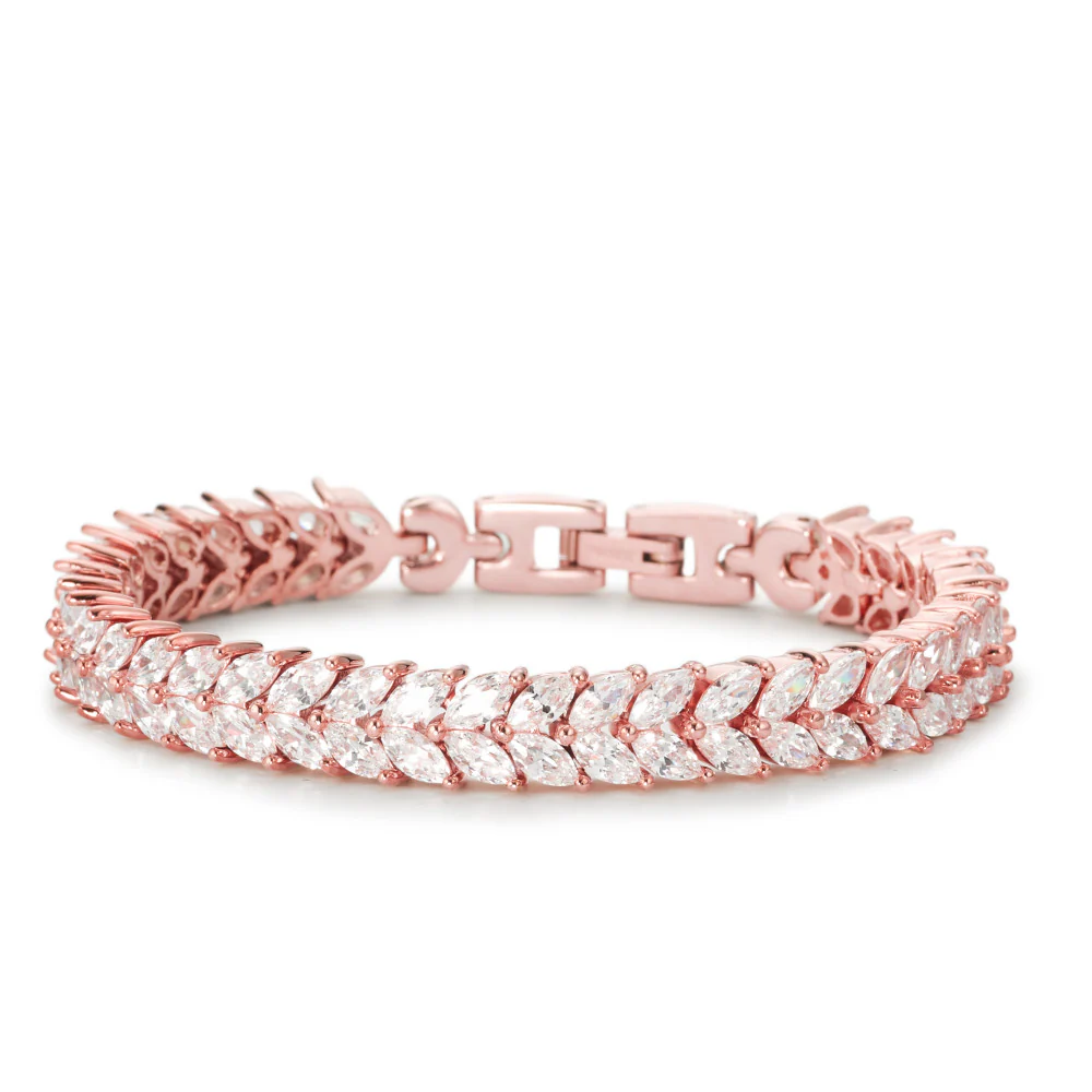 Bracciale Bronzo Zirconia rosa rivestimento IP