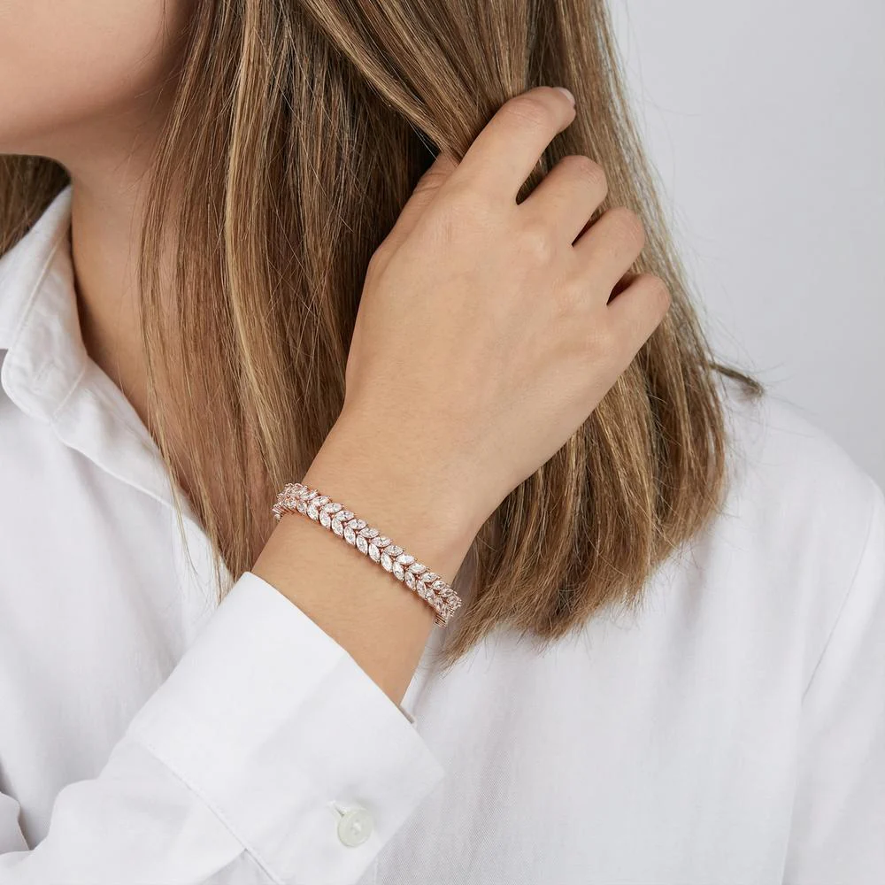 Bracciale Bronzo Zirconia rosa rivestimento IP - Image 3